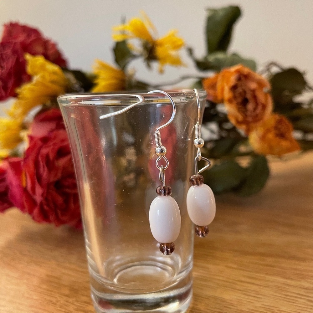 Lilac Snow Beaded Earrings